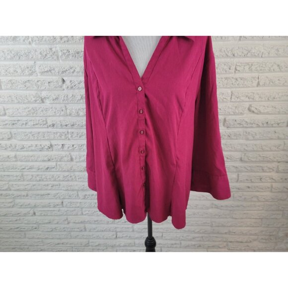 Cato Womens Shirt 26W 28W Plus Collar Button Up Long Sleeve Purple PUR35E - Picture 4 of 8